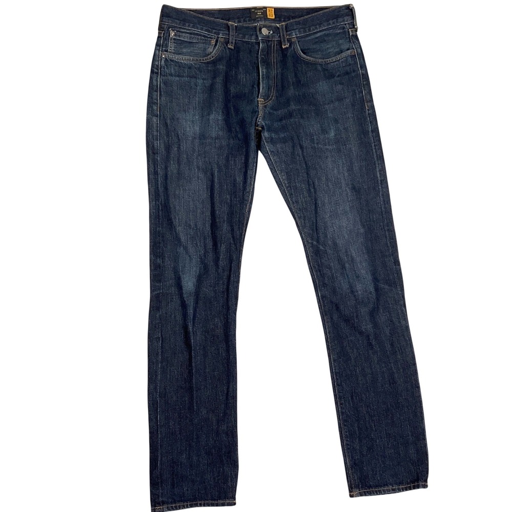J.Crew 484 Jeans Mens 32W 32L Dark Indigo Slim Fit Everyday Americana Denim
